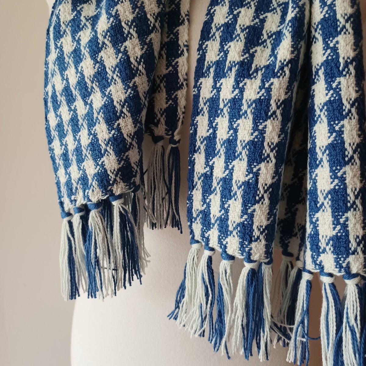 Blue and White Checked Scarf