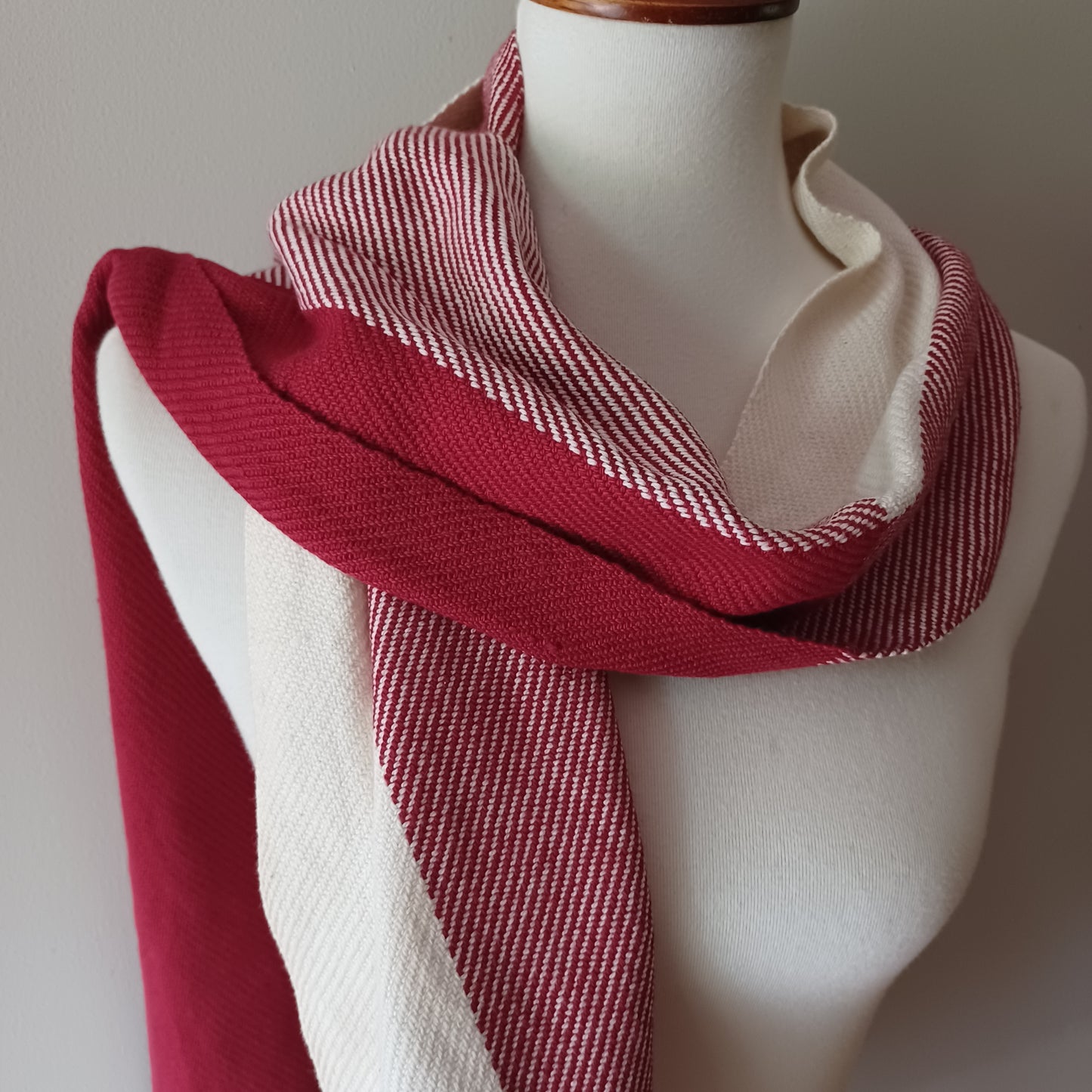 Red and White Cotton Scarf