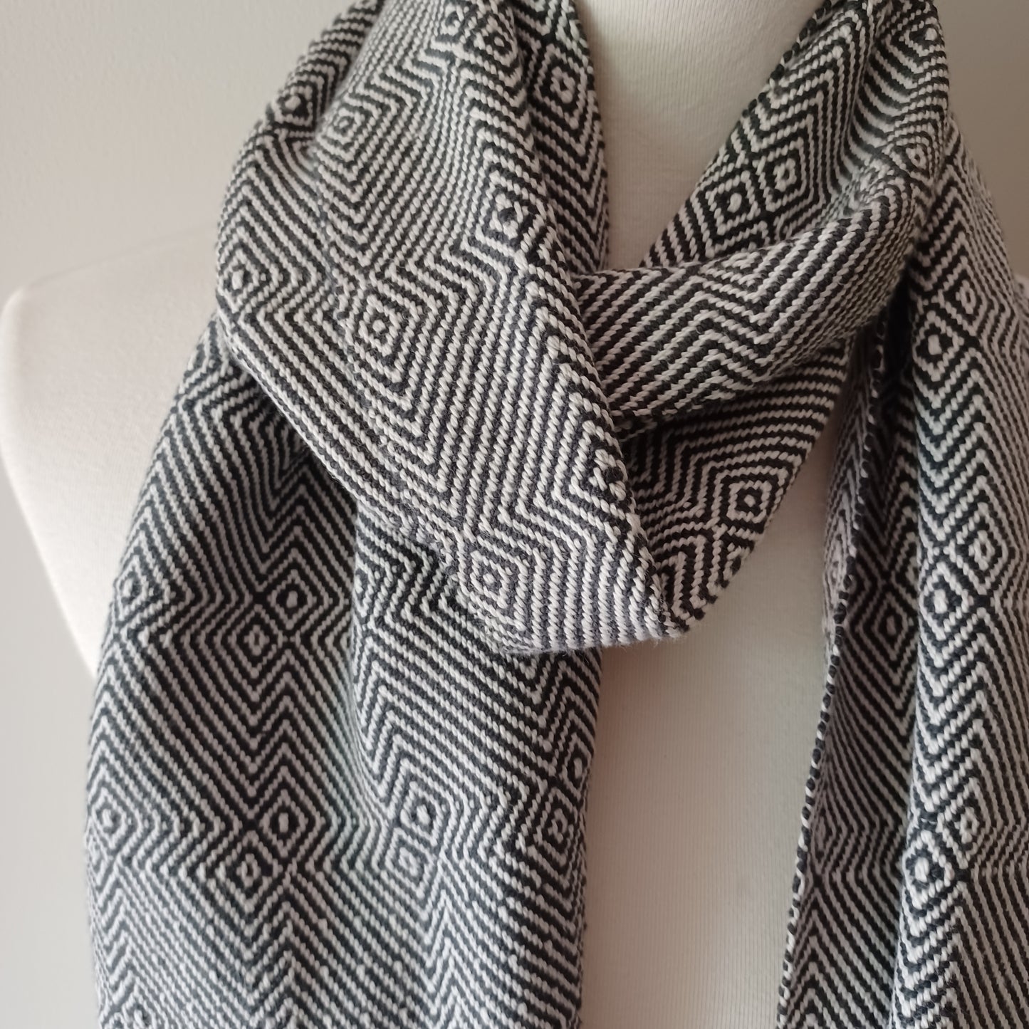 White and Black Cotton Scarf