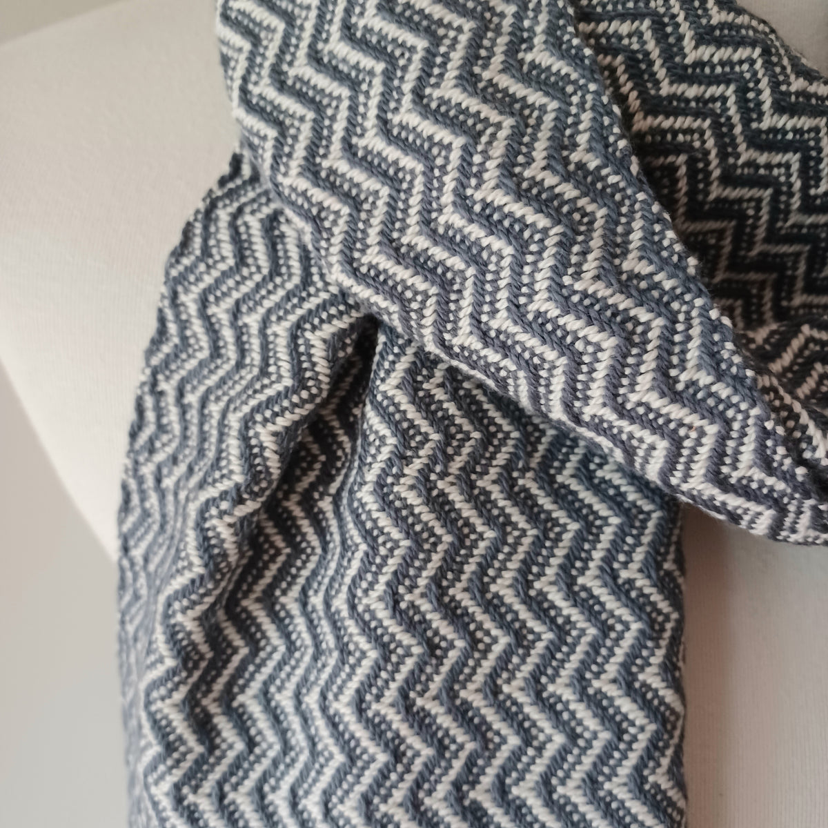 Gray and White Zigzag Scarf
