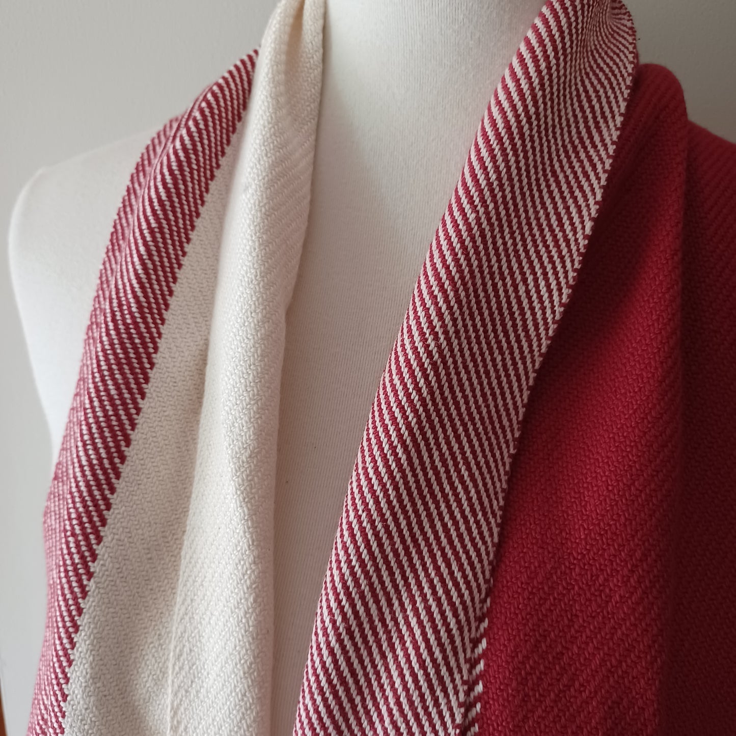 Red and White Cotton Scarf