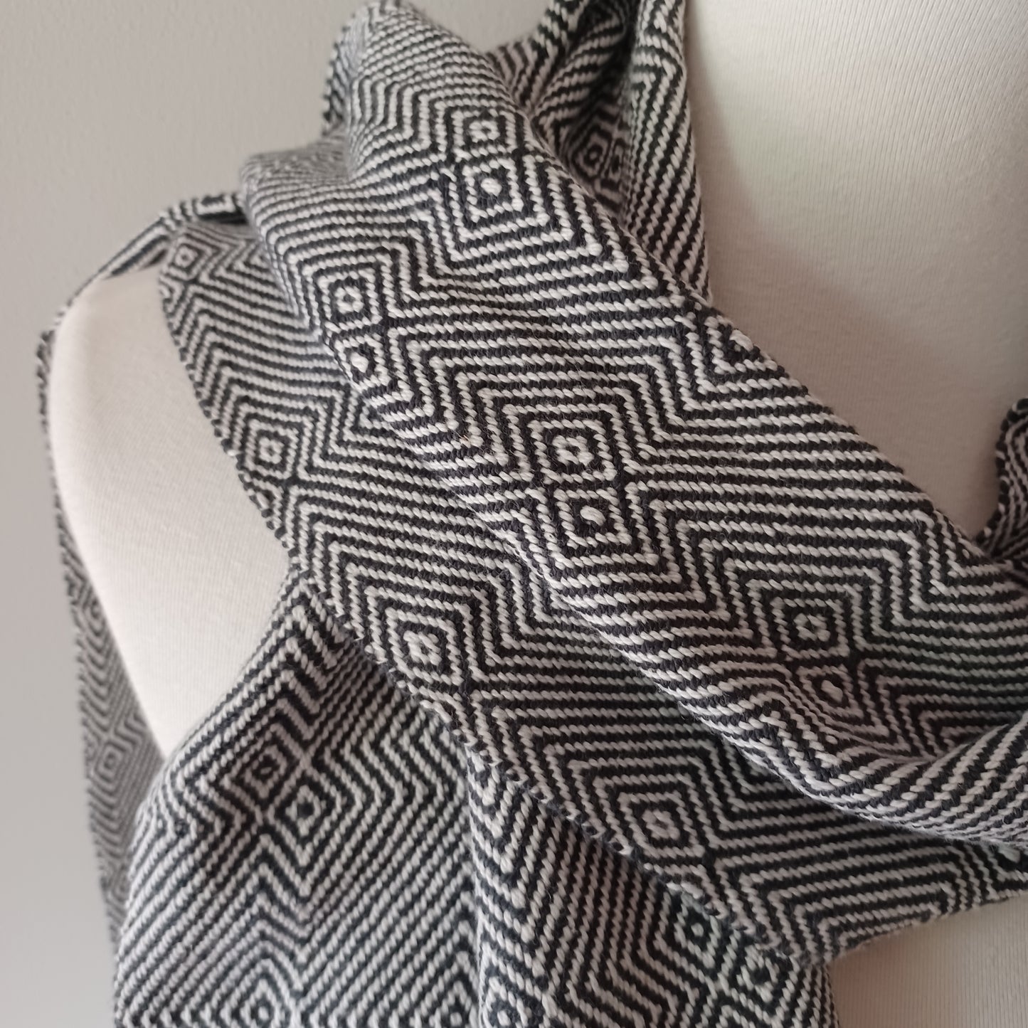 White and Black Cotton Scarf