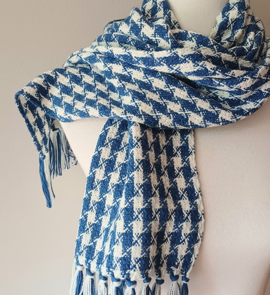 Blue and White Checked Scarf