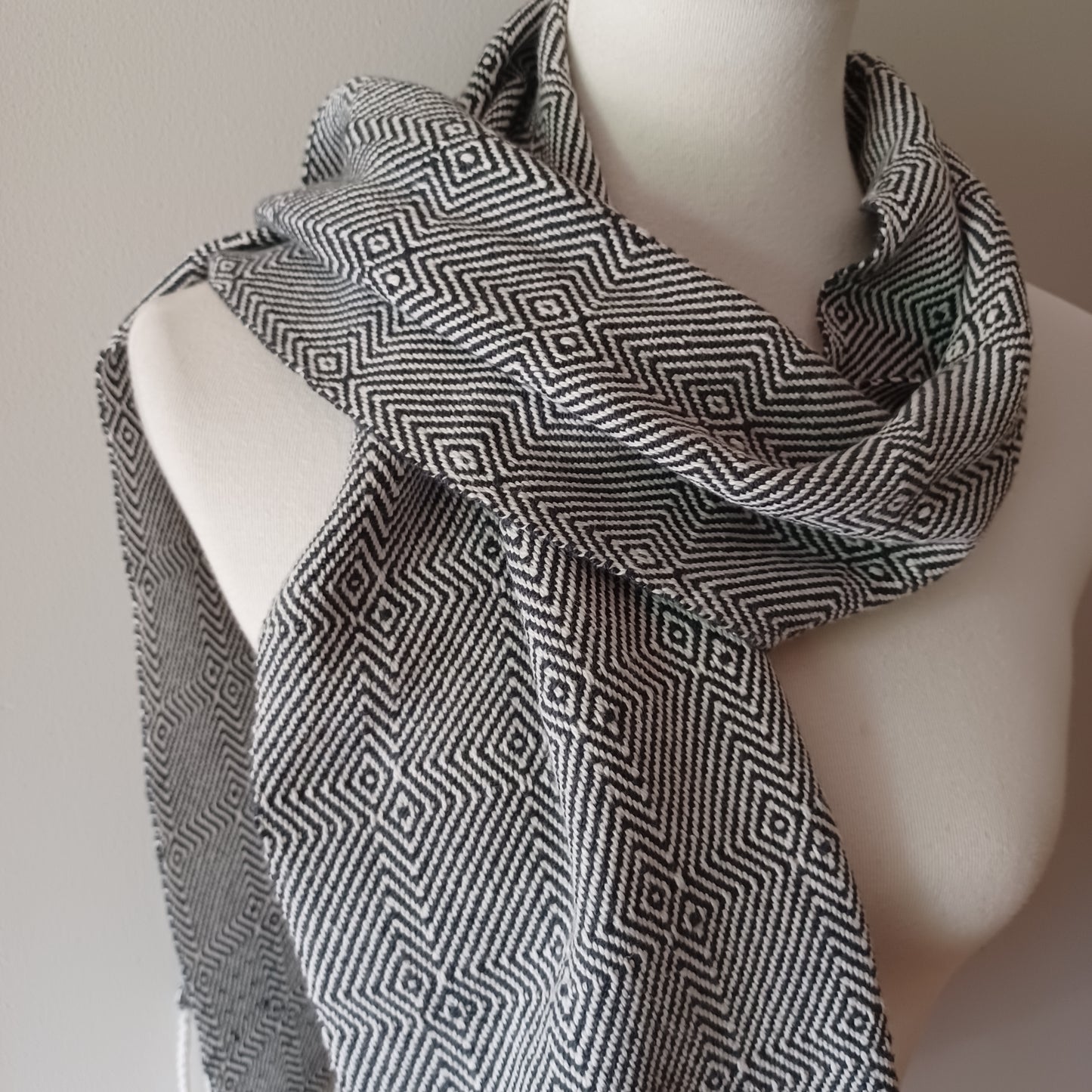 White and Black Cotton Scarf