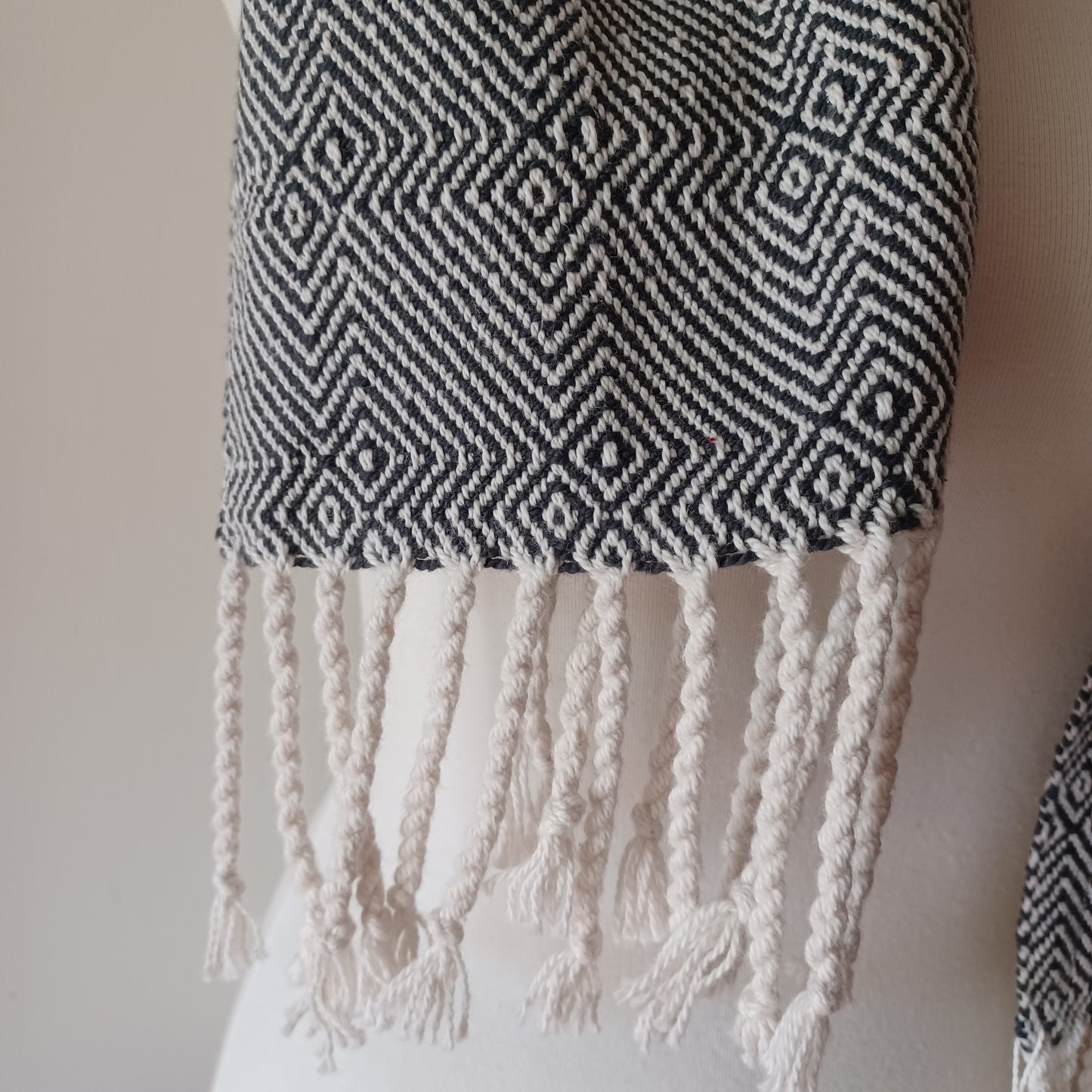 White and Black Cotton Scarf