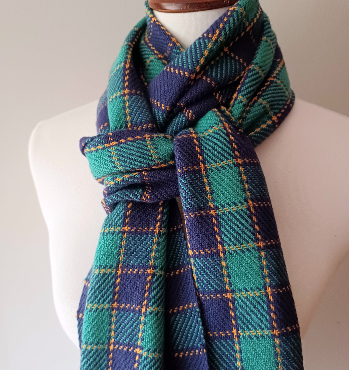 Navy and Teal Plaid Scarf