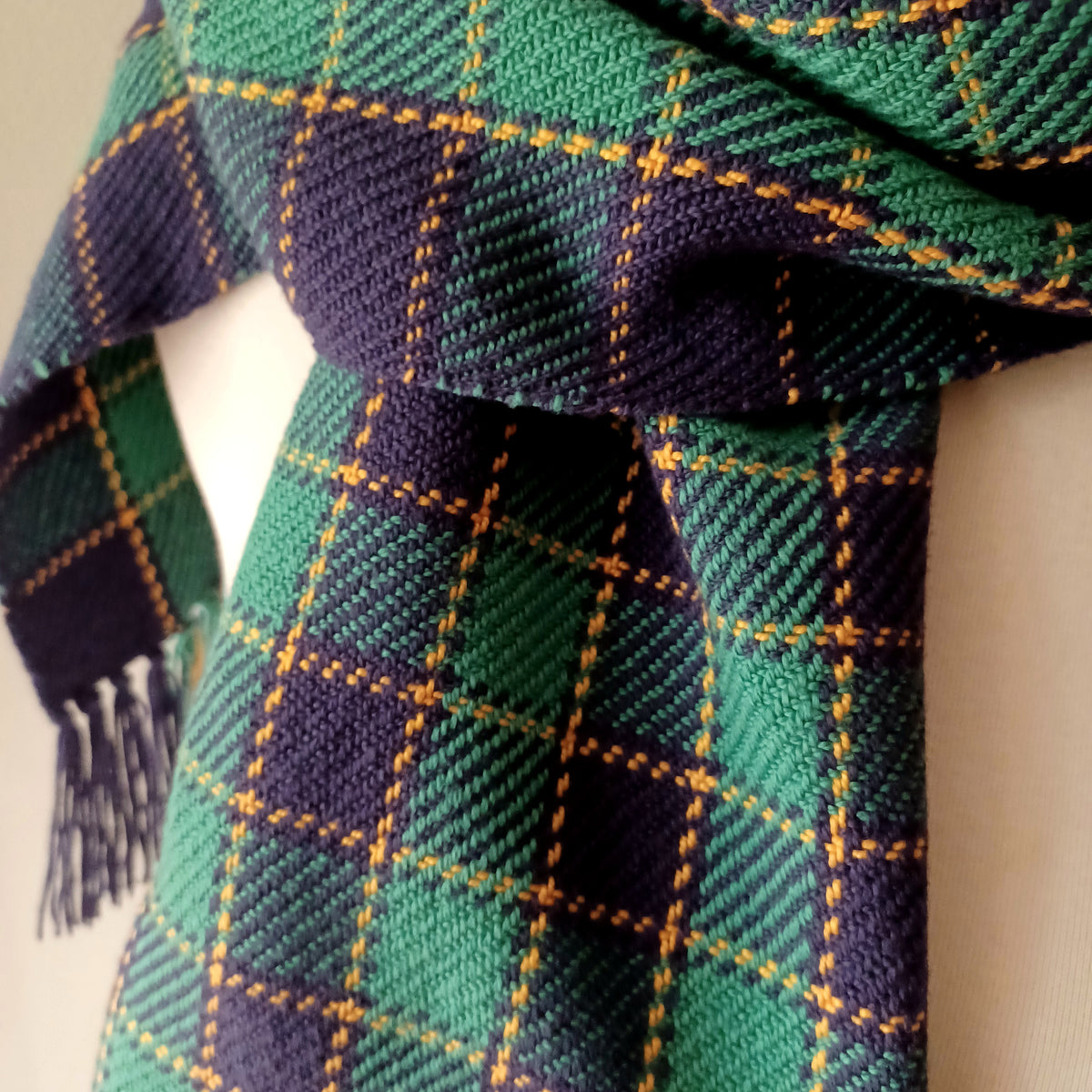 Navy and Teal Plaid Scarf
