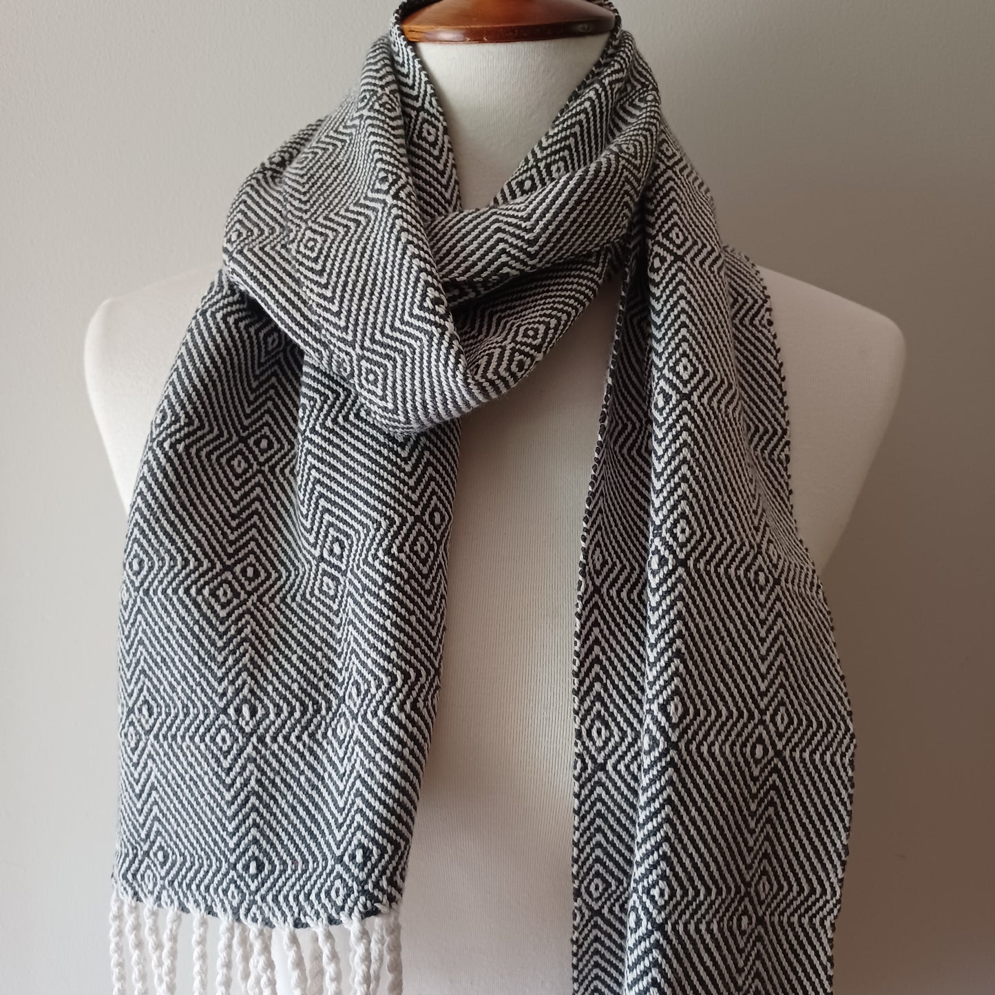 White and Black Cotton Scarf