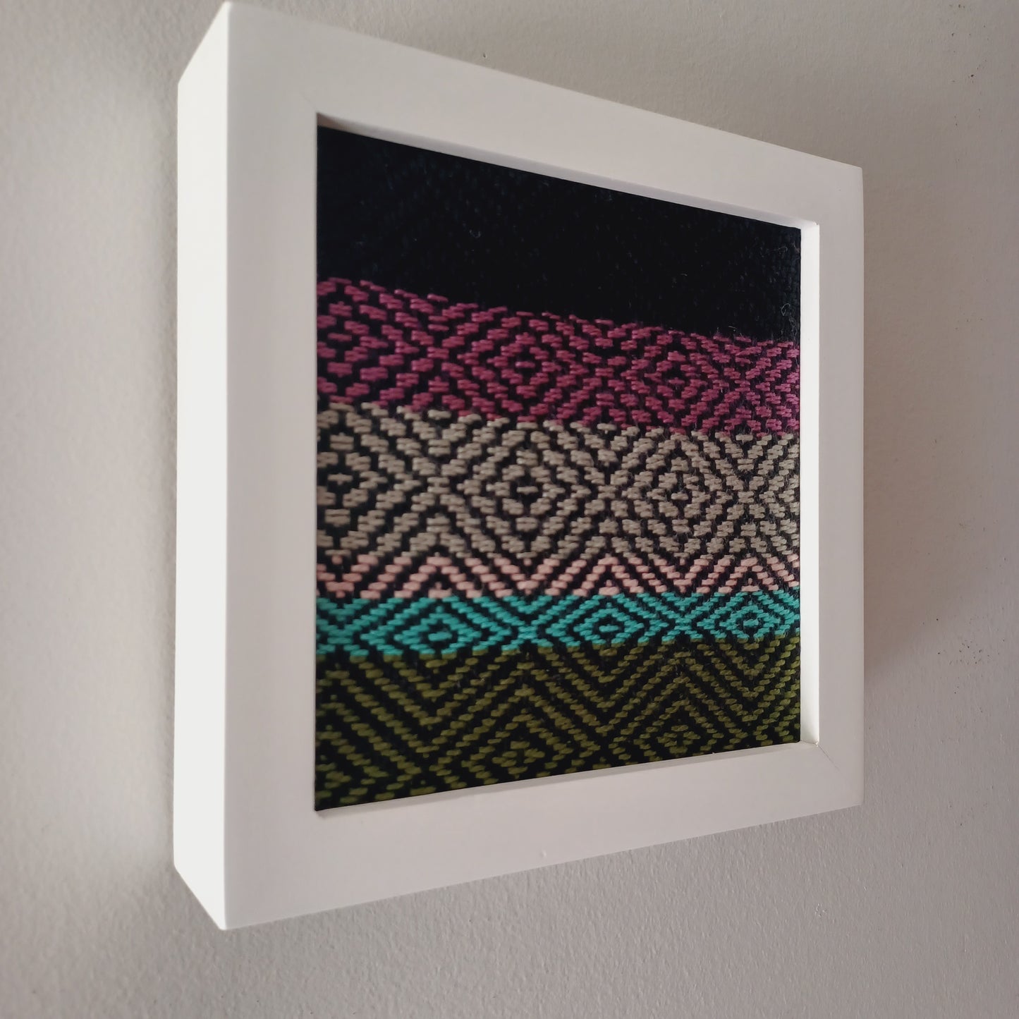 Handwoven Textile Diamond Pattern Art
