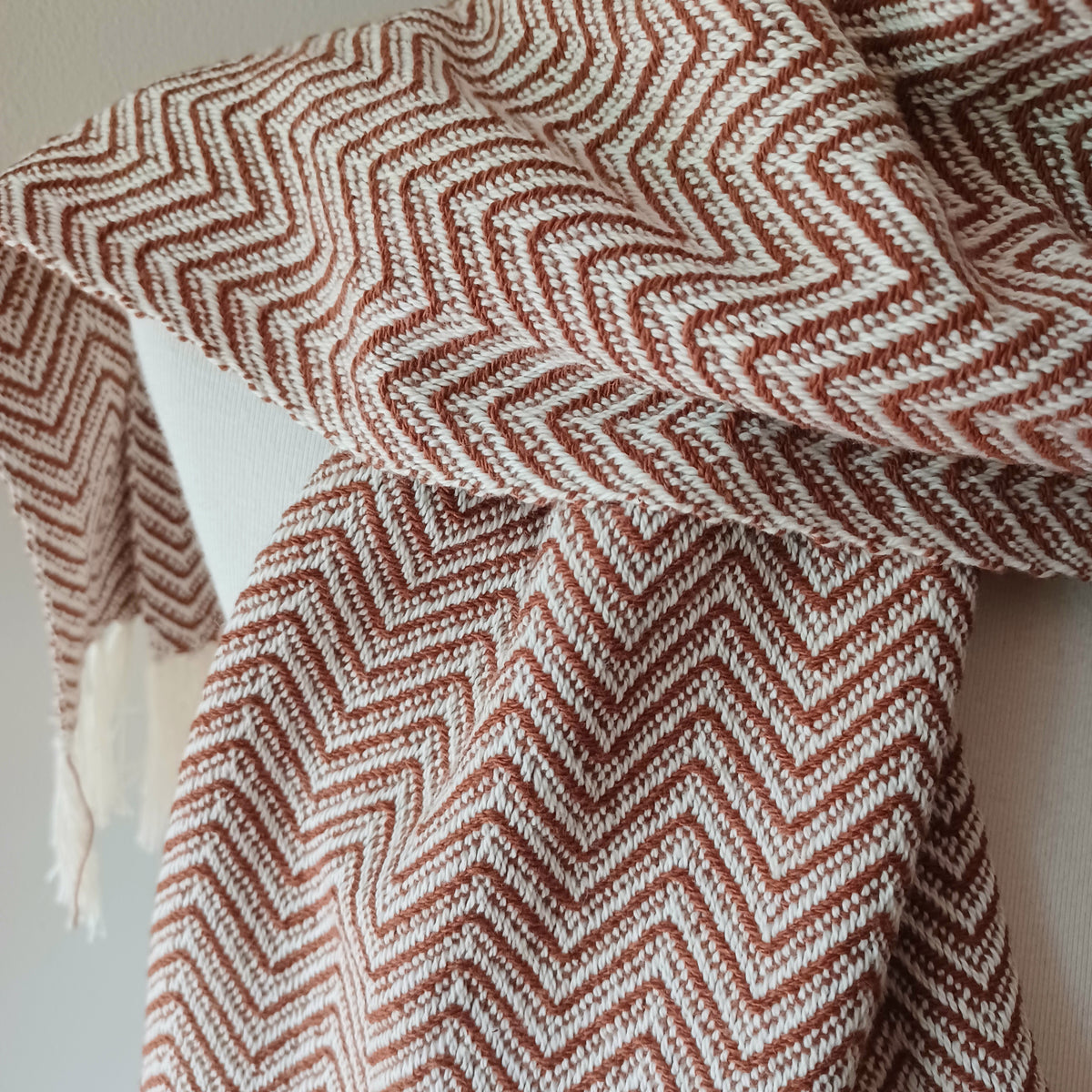 Brown and White Zigzag Scarf